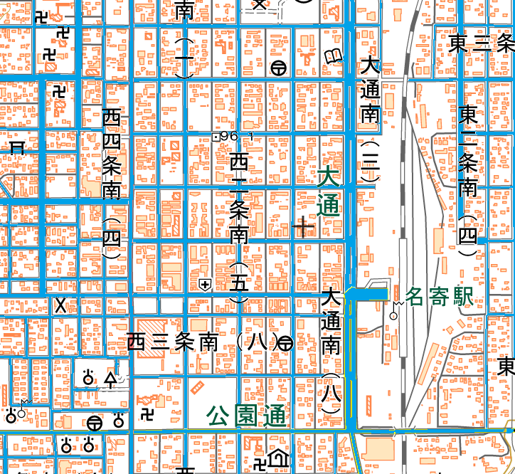 名寄市の碁盤の目
